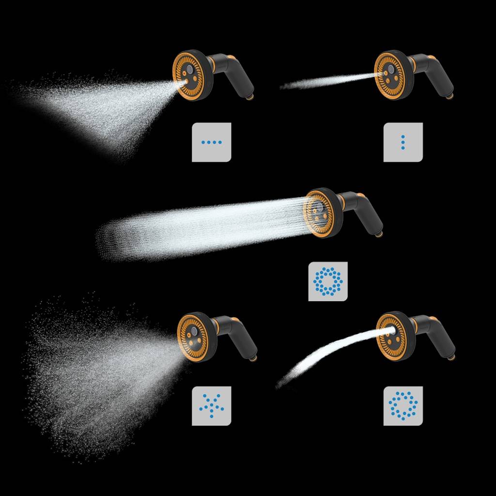 Fiskars - Pistolet d'arrosage - Multi 5 fonctions avec raccord STOP - set de pulvérisation universel - Image 2