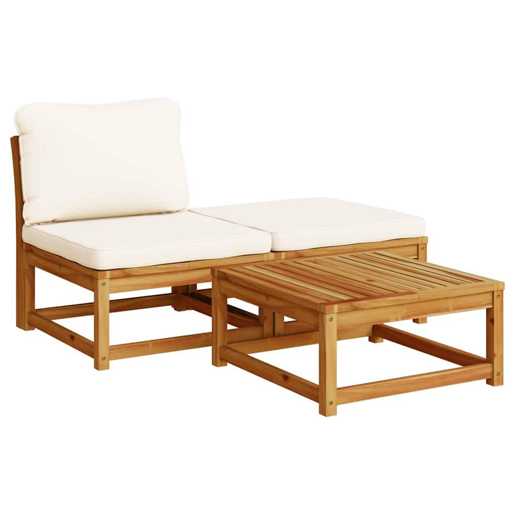 ComfortXL - Petit Salon de Jardin 4 Pièces Bois d'Acacia Tropical avec Table Basse pour Balcon Coussins Crème – ComfortXL Outdoor Living - Image 3