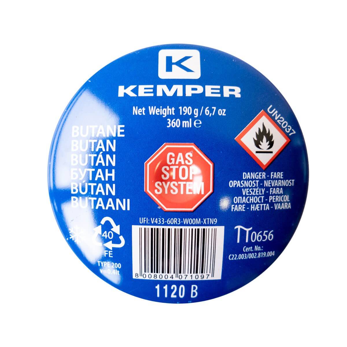 Pack de 36 Cartouches gaz 190g butane perçable sécurité stop-gaz Kemper - Imagen 2