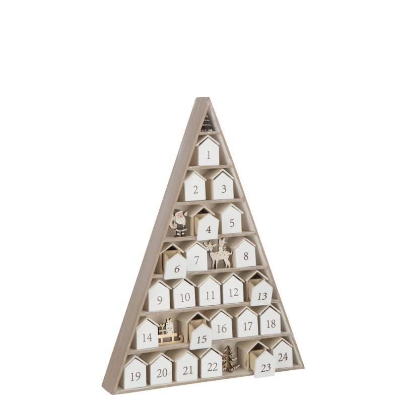 Calendrier de l'Avent arbre en contreplaqué blanc 32x5.5x45 cm - J-Line