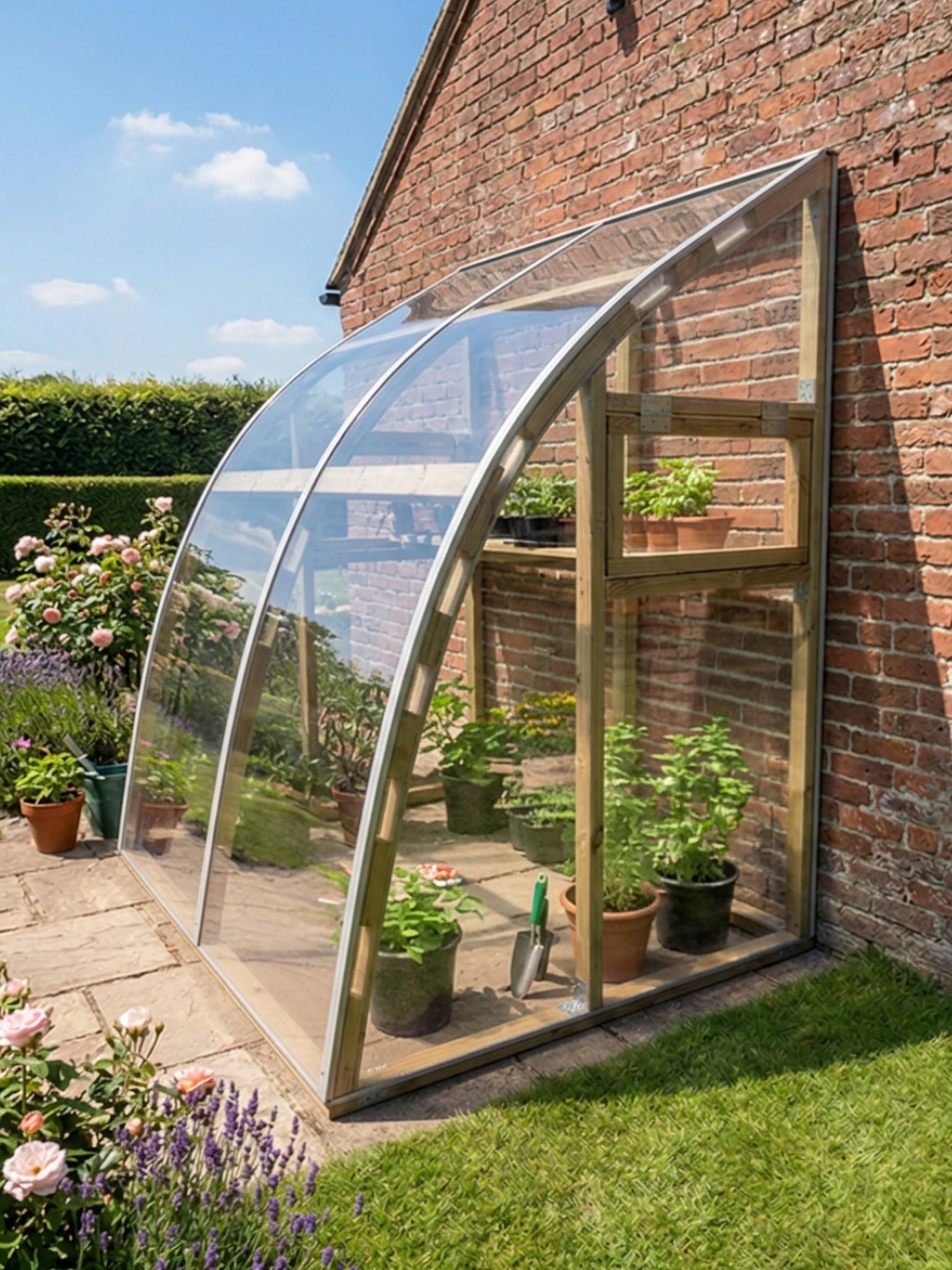 Serre en bois adossée 3.17m² Norhage Vegg 150 - Polycarbonate 4mm - Image 1