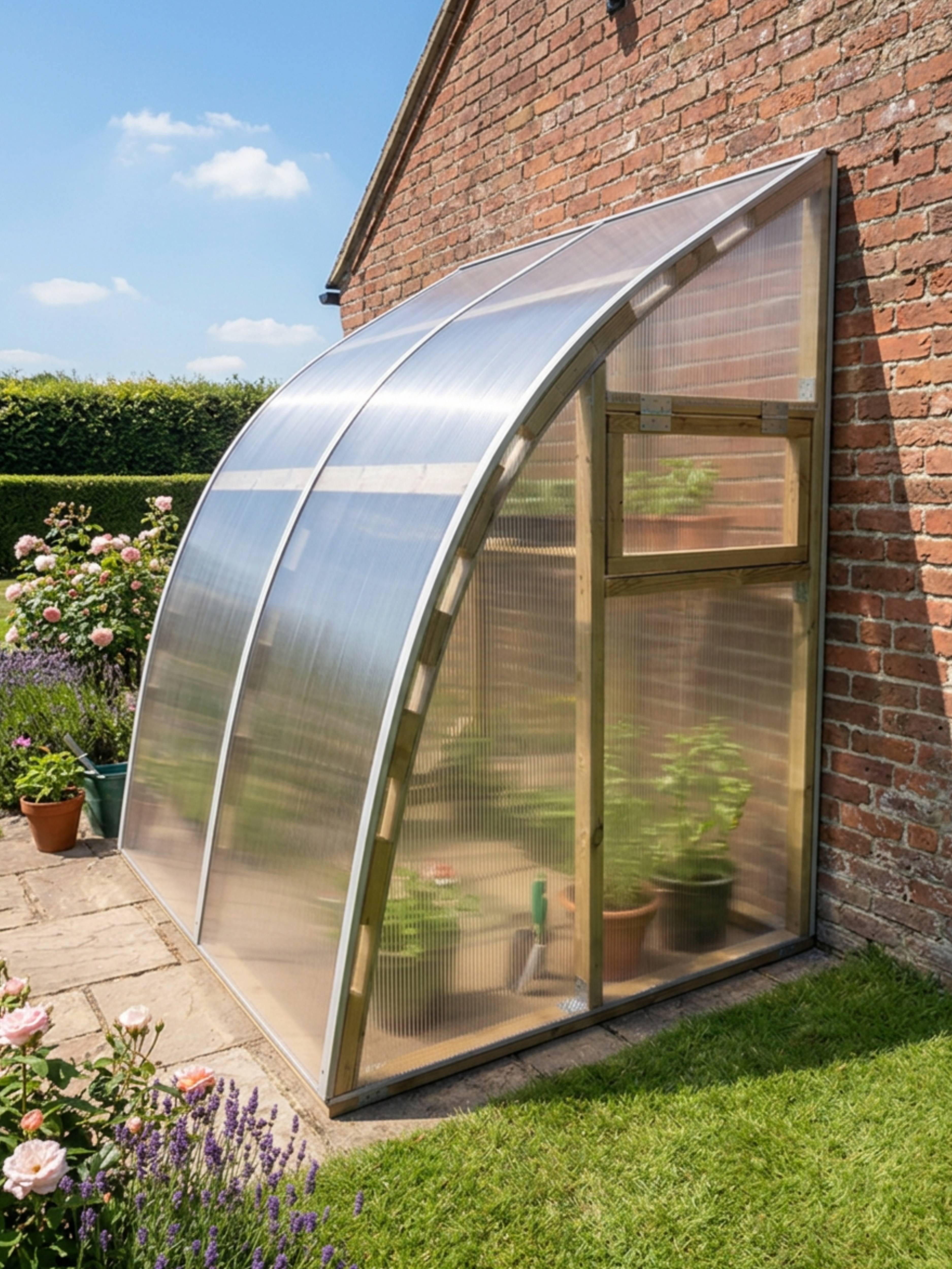 Serre en bois adossée 3.17m² Norhage Vegg 150 - Polycarbonate 4mm - Image 2