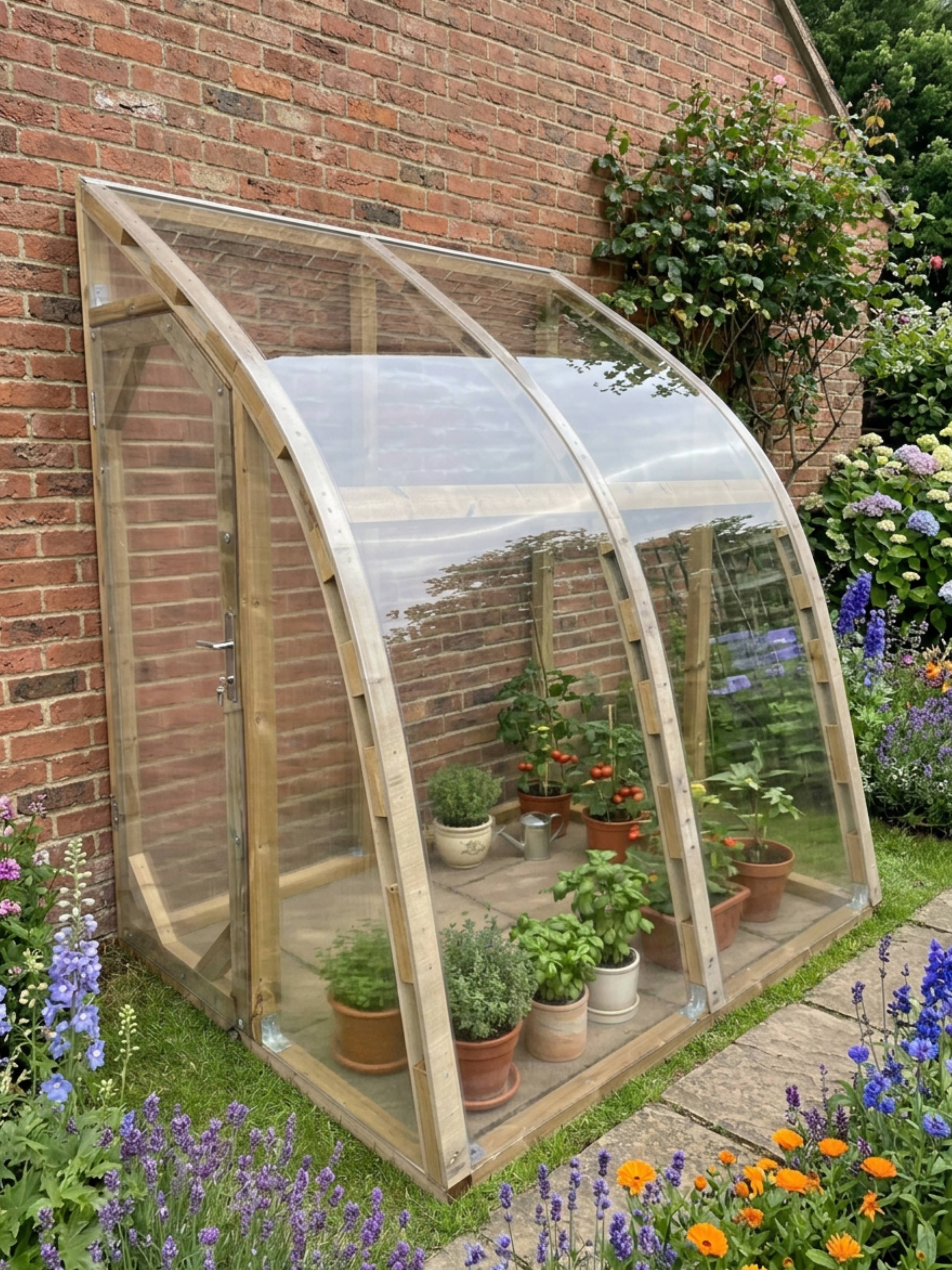Serre en bois adossée 3.17m² Norhage Vegg 150 - Polycarbonate 4mm - Image 3