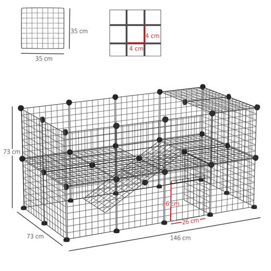 Enclos pour petits animaux acier noir 146 x 73 x 73 cm - PANGIVO - Image 5