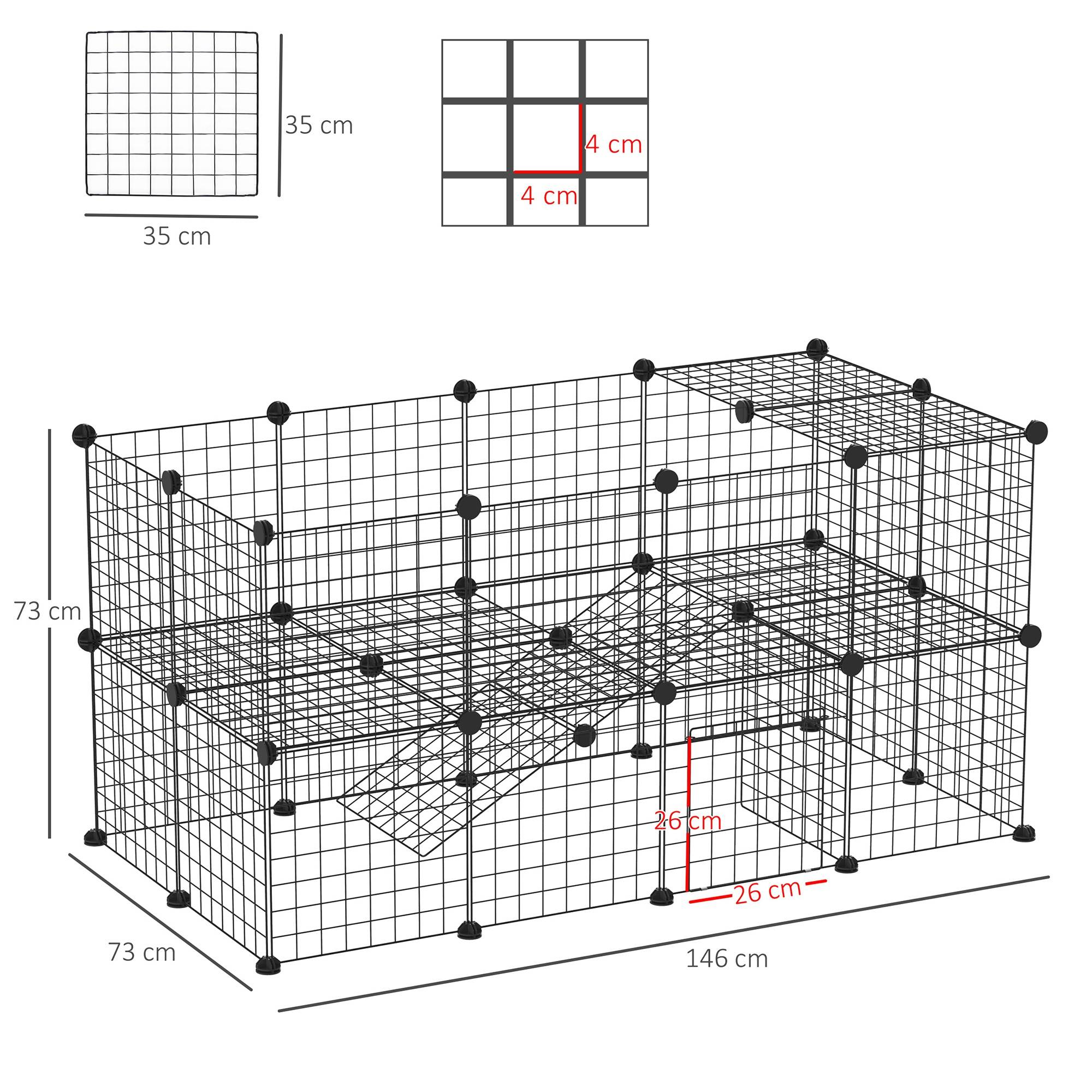 Enclos pour petits animaux acier noir 146 x 73 x 73 cm - PANGIVO - Image 5