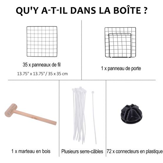 Enclos pour petits animaux acier noir 146 x 73 x 73 cm - PANGIVO - Image 8