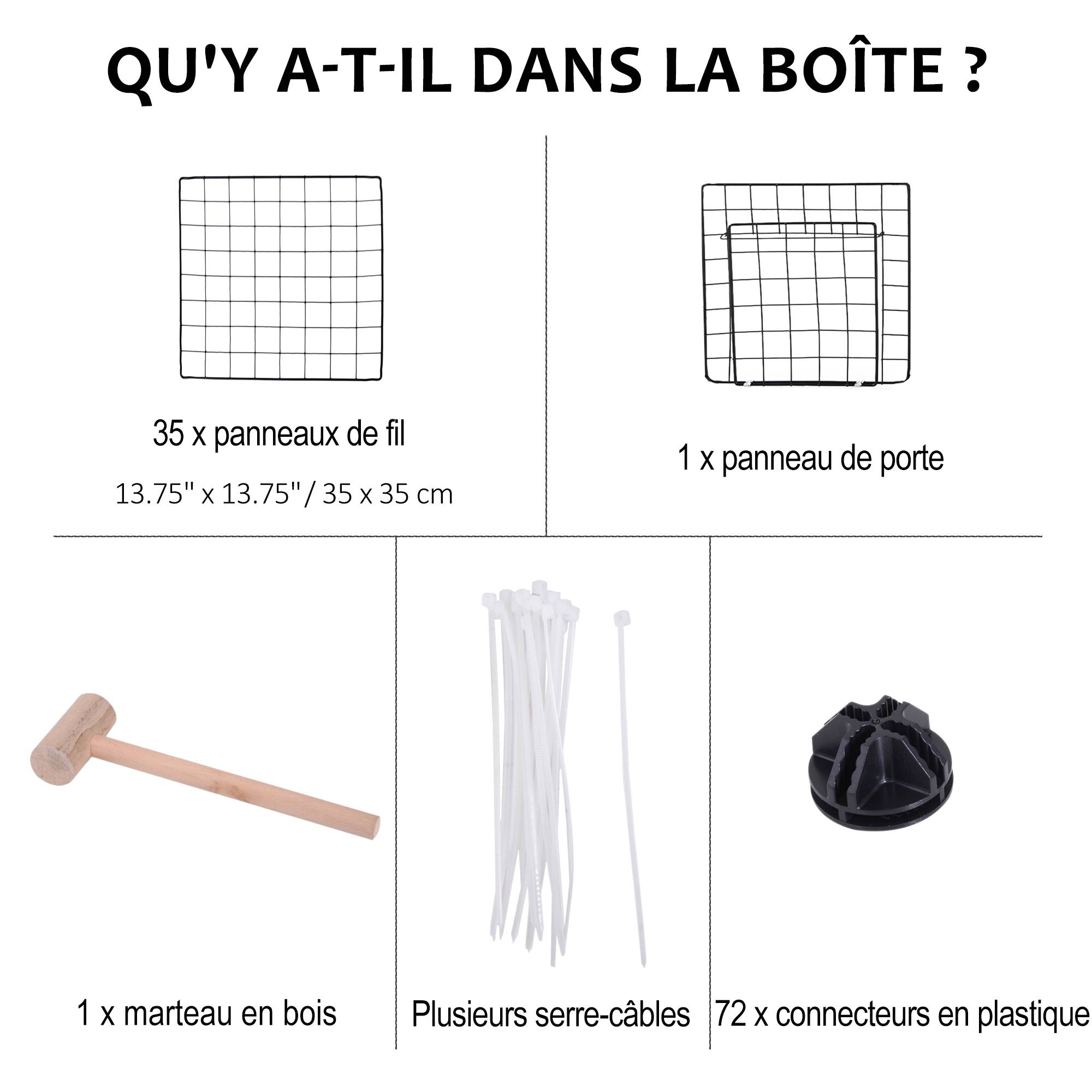 Enclos pour petits animaux acier noir 146 x 73 x 73 cm - PANGIVO - Image 8