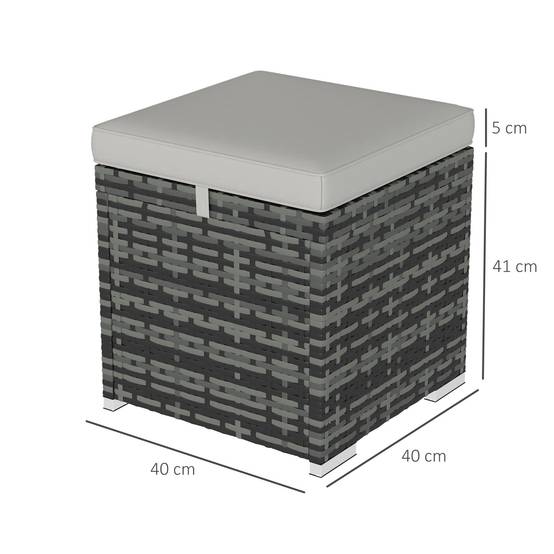 Lot de 2 tabourets de jardin avec rangement rotin PE gris clair 40 x 40 x 41 cm - PANGIVO - Image 5