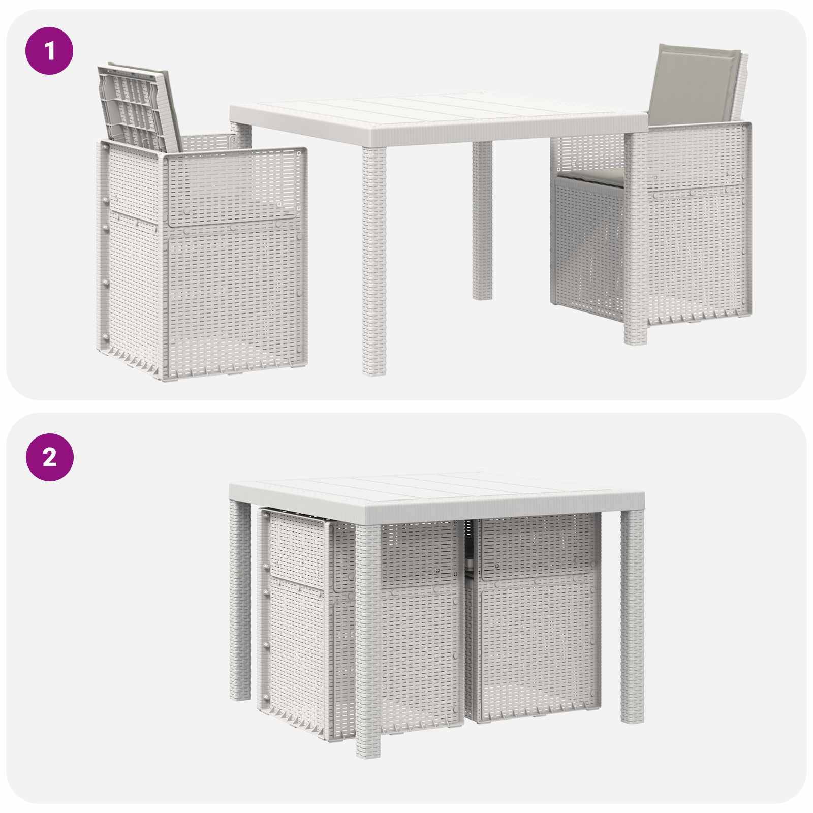 Vidaxl - Ensemble de salle à manger pour jardin 3 pcs-Salons de jardin Blanc et gris clair - Image 7