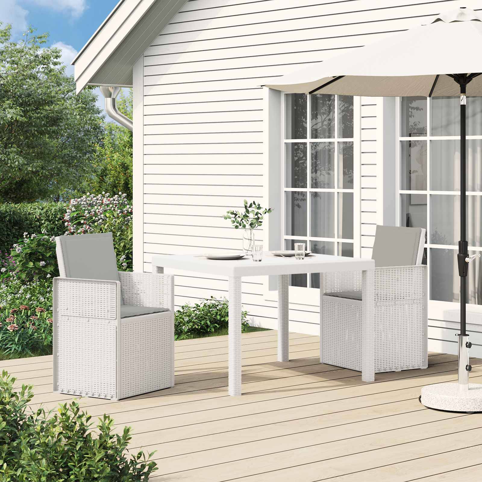 Vidaxl - Ensemble de salle à manger pour jardin 3 pcs-Salons de jardin Blanc et gris clair - Image 1
