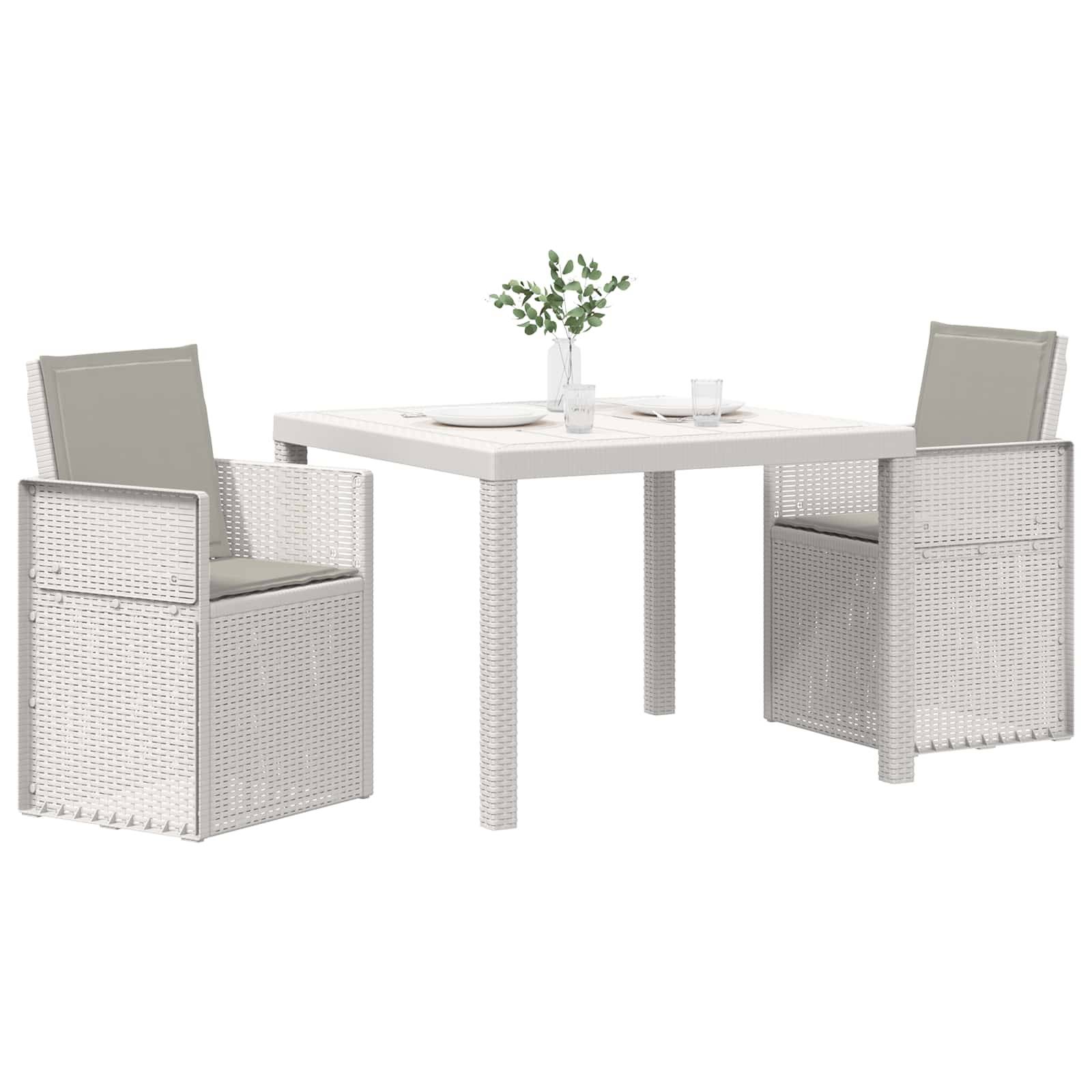 Vidaxl - Ensemble de salle à manger pour jardin 3 pcs-Salons de jardin Blanc et gris clair - Image 3