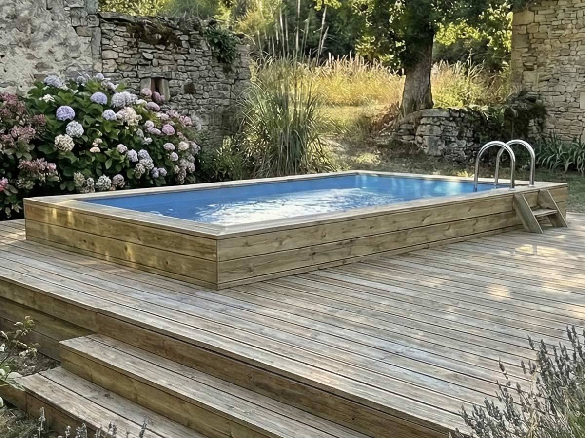 Ubbink - Piscine bois Azura 5,05 x 3,50 x 1,26 m - Liner bleu - Ubbink - Imagen 5