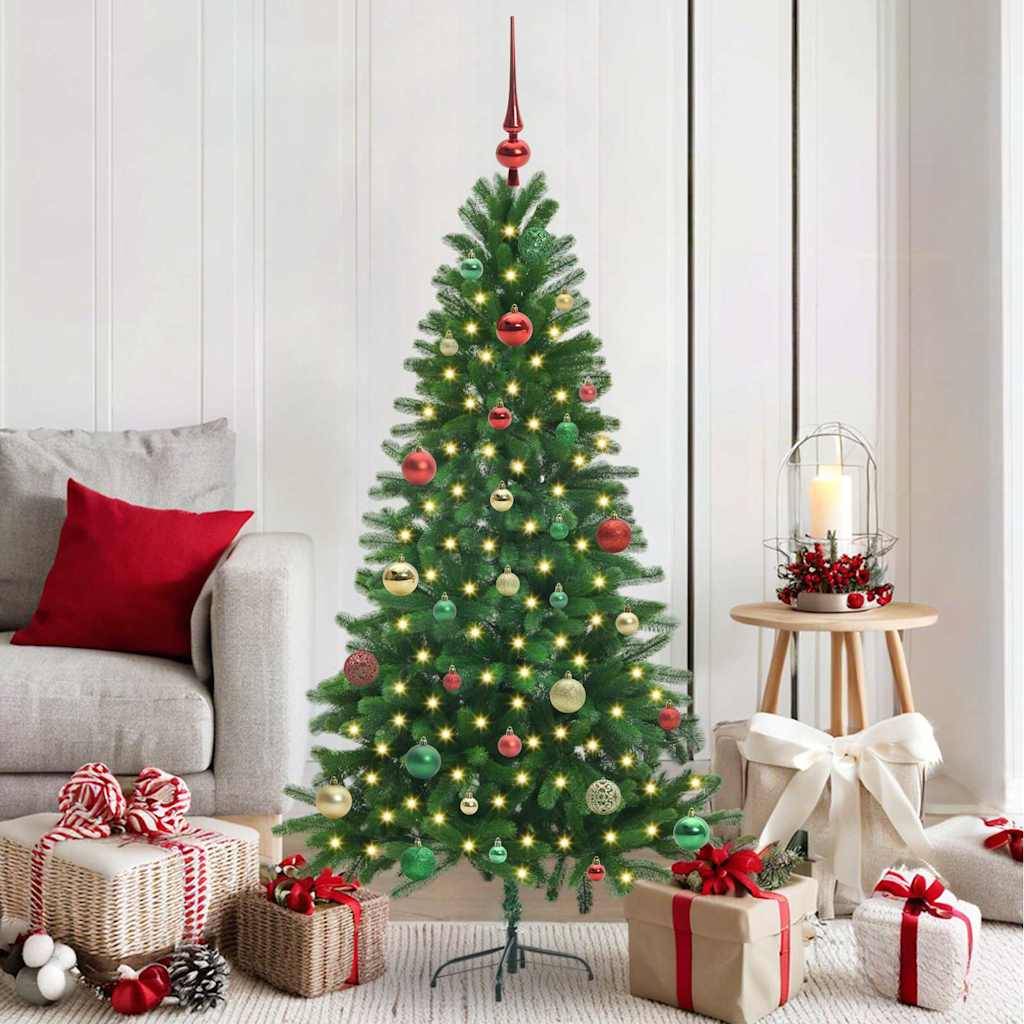 Sapin de Noël | Arbre de Noël avec 150 LED avec support Vert 150 cm PE Maison Chic - Image 2