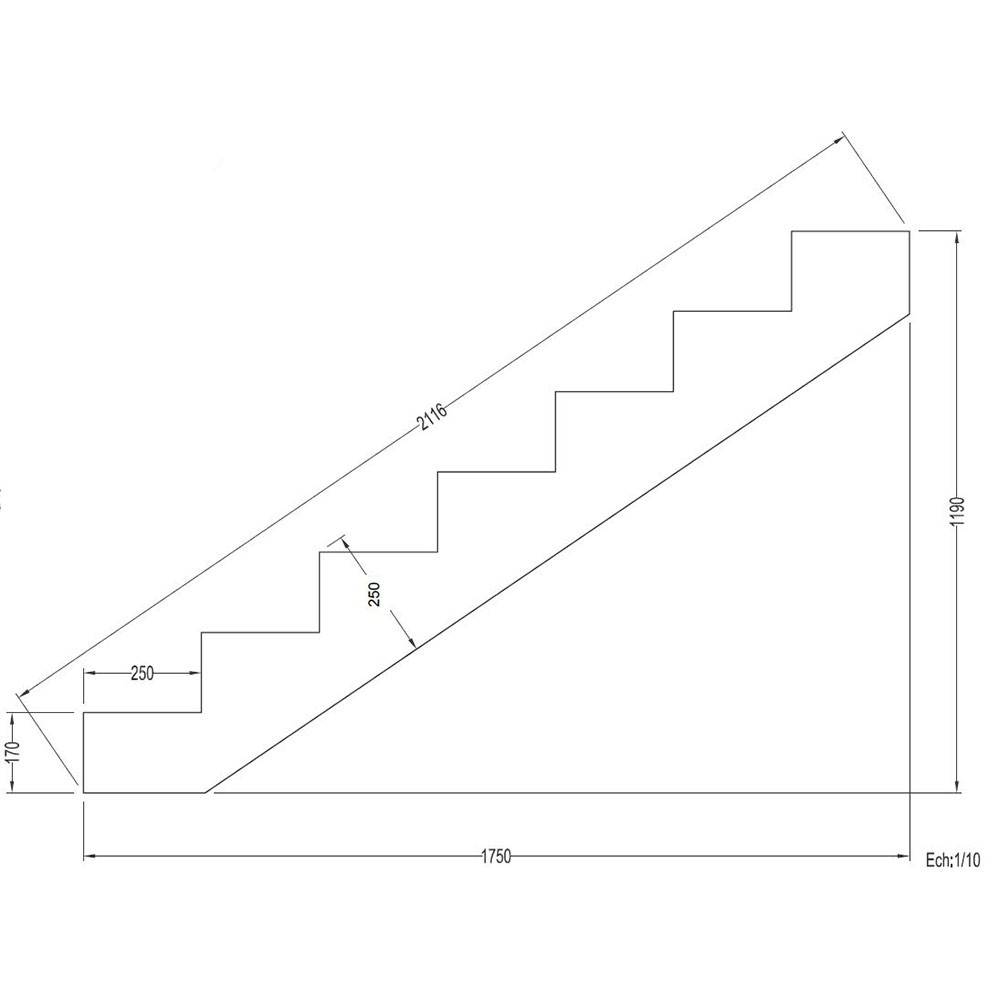 Decklinea - Escalier Bois Exterieur - 7 Marches Pleines - Largeur : 1m20 - Hauteur : 1m19 - Avec Contremarches - Pin du Nord - Imagen 4