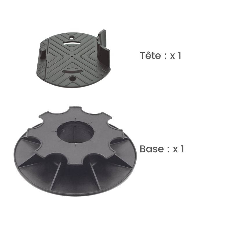 Jardinex - Plot terrasse bois réglable 3,5 - 5 cm - Noir - Jardinex - Imagen 2