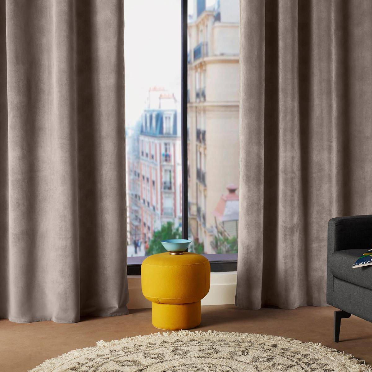 Atmosphera - Rideau "Lilou" gris taupe 140x260cm - Atmosphera Créateur d'intérieur - Imagen 3