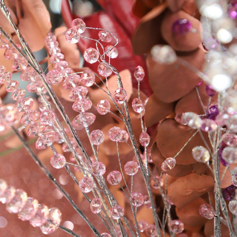 Branche de fleurs en verre rose 90cm Chemin de campagne - Imagen 5