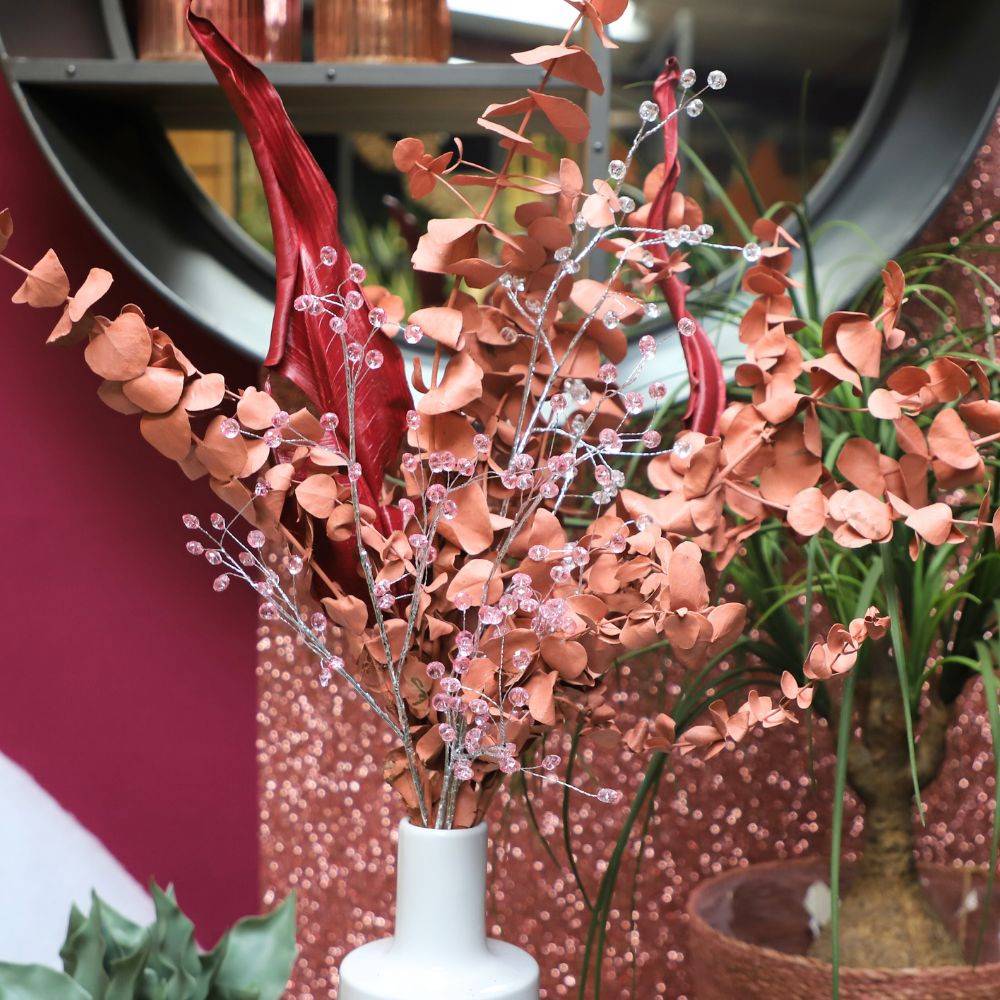 Branche de fleurs en verre rose 90cm Chemin de campagne - Imagen 4