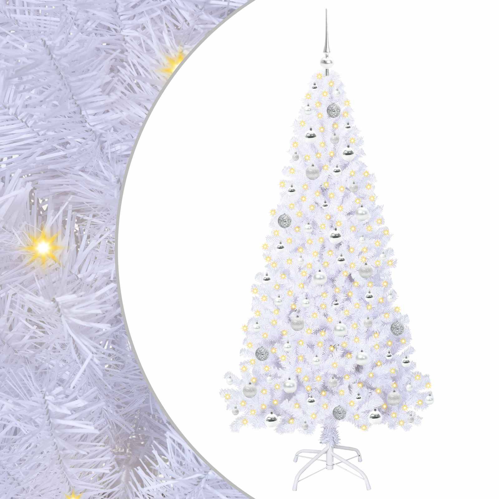 Vidaxl - Sapin de Noël artificiel avec 300 LED Blanc 180 cm PVC et Acier vidaXL 3426772 - Image 2