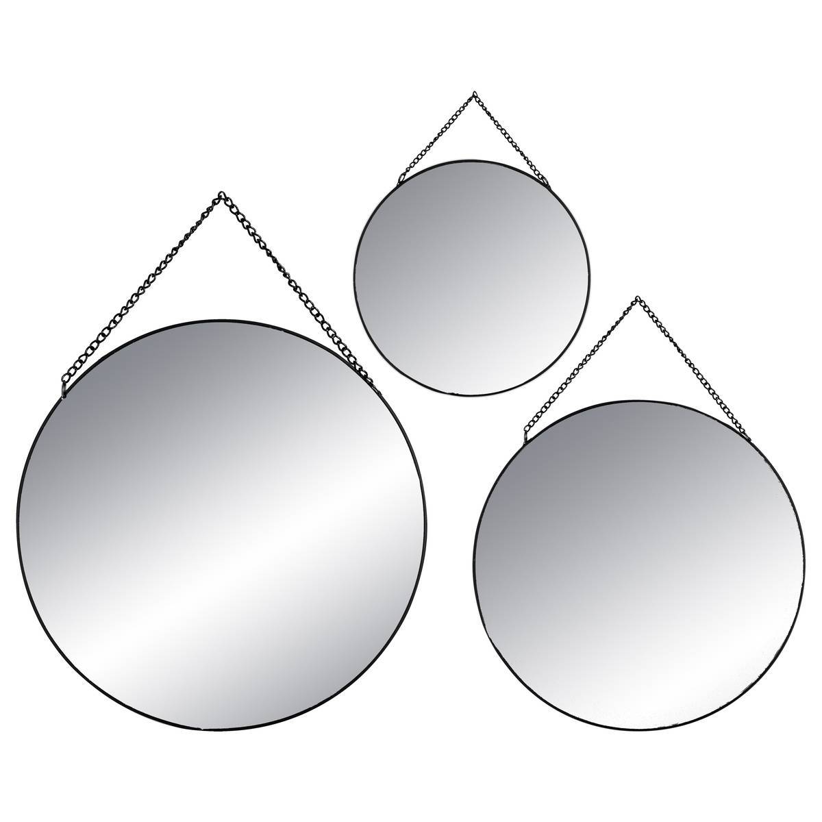 Atmosphera - Set de 3 miroirs ronds noir D20/24/29cm - Atmosphera Créateur d'intérieur
