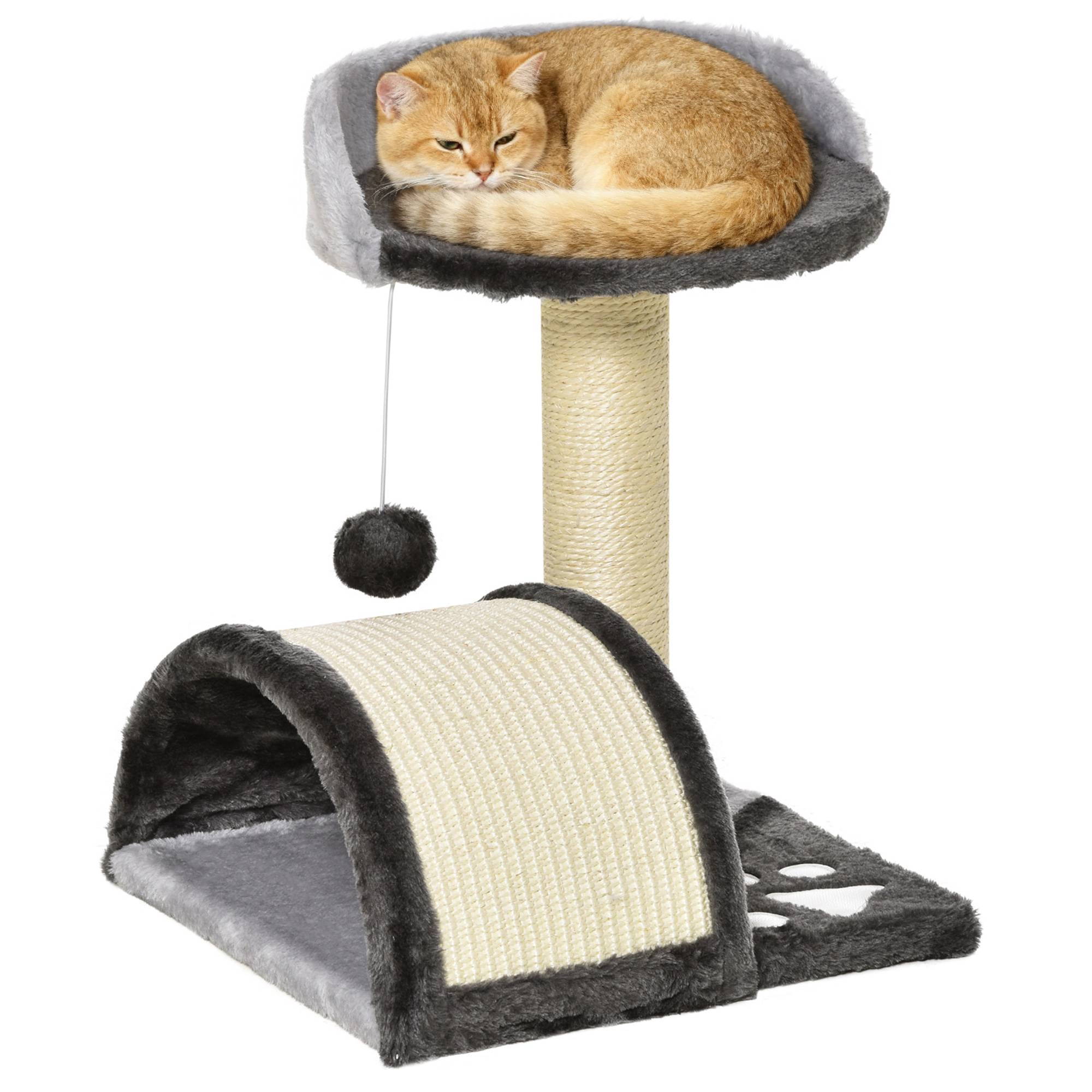 Petit Arbre à Chat 46 cm Gris Clair Griffoir Compact avec Panneau Incurvé - ComfortXL Outdoor Living - Image 1