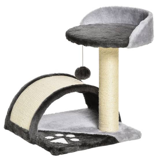 Petit Arbre à Chat 46 cm Gris Clair Griffoir Compact avec Panneau Incurvé - ComfortXL Outdoor Living - Image 2