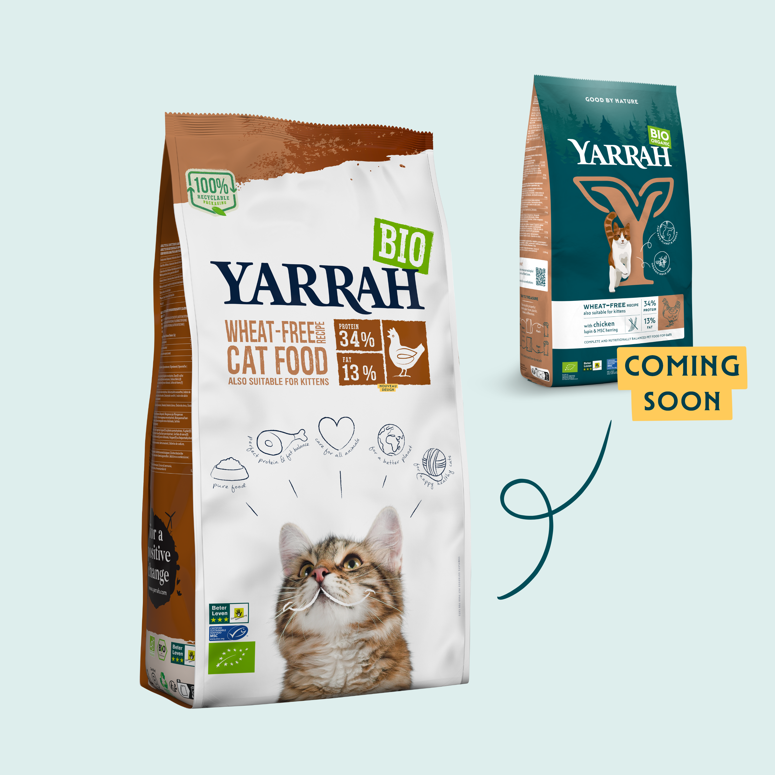 Yarrah - Croquettes Biologiques Sans Blé Poulet & Poisson pour Chat et Chaton - Imagen 3
