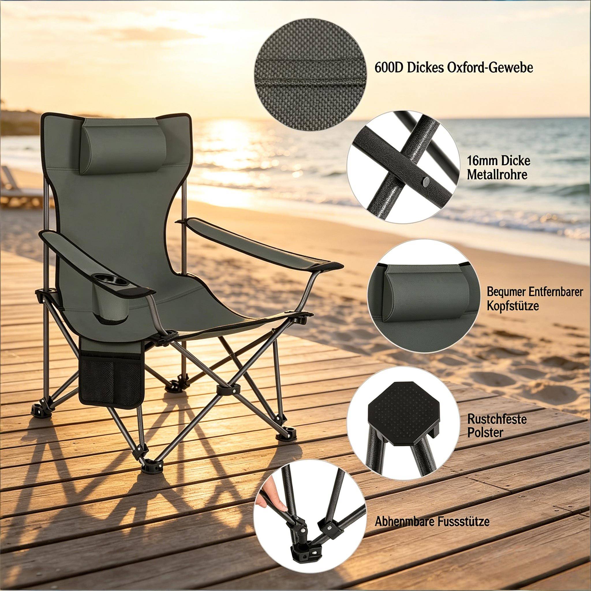 Chaise De Pêche Pliante Portable - Tissu Oxford, Cadre Aluminium, Charge 150 Kg, Dossier Réglable, Sol Inégal - Sac De Transport Inclus