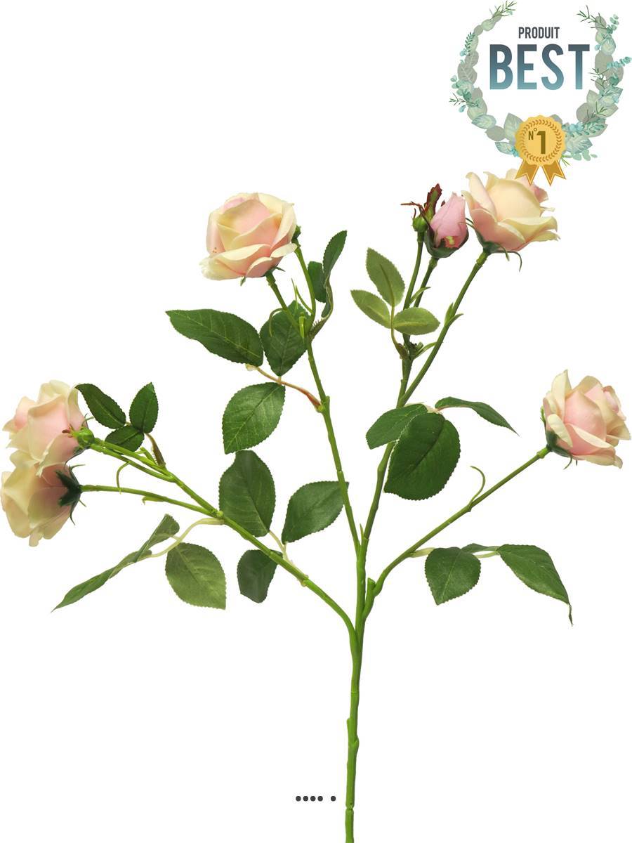 Artificielles - Branche de Rosier artificielle, 4 ramures, 68 cm Rose pâle - BEST - couleur: Rose pâle - Imagen 1