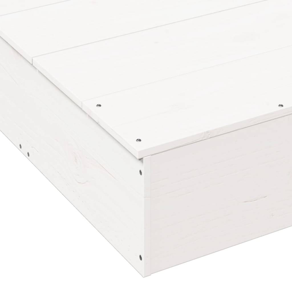 Bac à sable - Maison de jeu pour enfants avec couvercle blanc bois massif de pin - Image 8