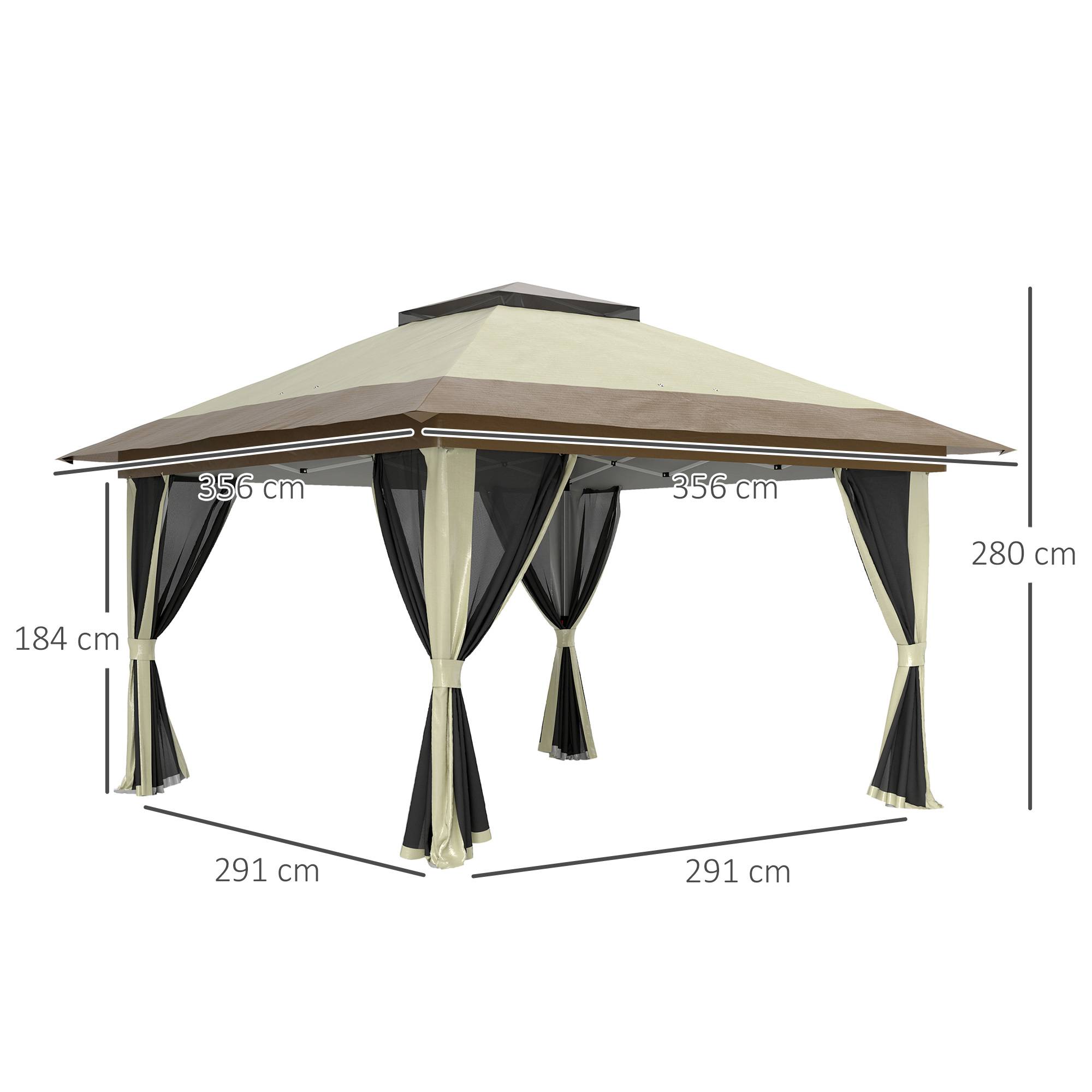 Sans Marque - Tonnelle pliante 3,6 x 3,6 m avec parois en maille anti-UV50+, hauteur réglable, sac de transport à roulettes et sacs de lestage, couleur crème - Image 5