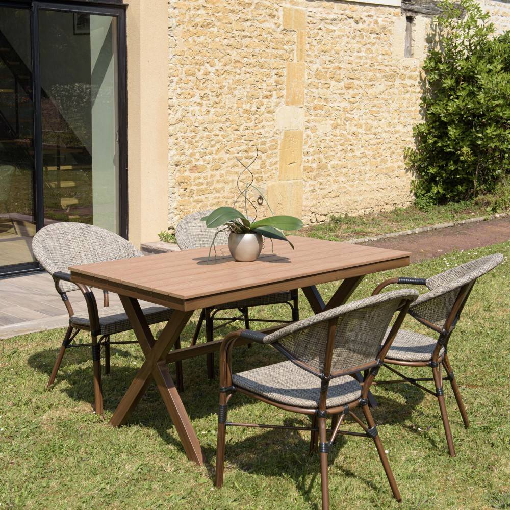 VIANNEY - Table de jardin rectangulaire 4 personnes 140x80cm - Image 2