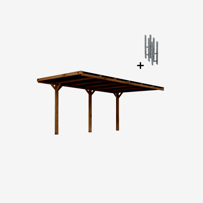 Cerland - Carport adossable bois 15,6 m² avec supports en H - Image 1