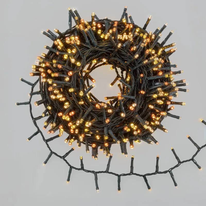 Lotti - Guirlande compacte BOA 20,5m 1000 LED blanc chaud & ambré, câble vert, minuterie extérieur Lotti - Image 1