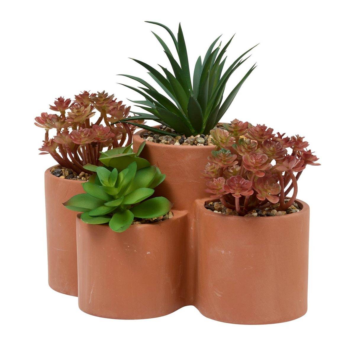 Plantes Grasses Artificielles en Pot "Wonj" 22cm Terracotta - Image 1