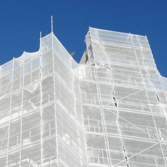 Filet d'échafaudage Blanc 3,07x20 m 50EC - Qualité PRO - Filet de protection d'échafaudage pour chantier - Pare-gravats TECPLAST - Image 7
