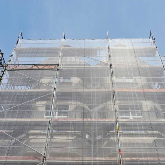 Filet d'échafaudage Blanc 3,07x20 m 50EC - Qualité PRO - Filet de protection d'échafaudage pour chantier - Pare-gravats TECPLAST - Image 8