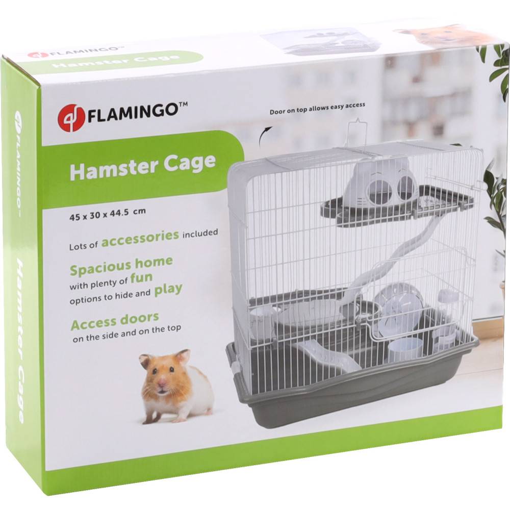 Flamingo - Cage pour Hamster Binky grise 45 x 30 x 44.5 cm - Imagen 4