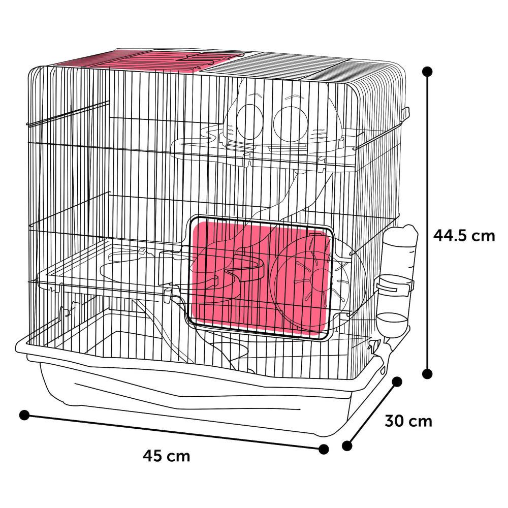 Flamingo - Cage pour Hamster Binky grise 45 x 30 x 44.5 cm - Imagen 3