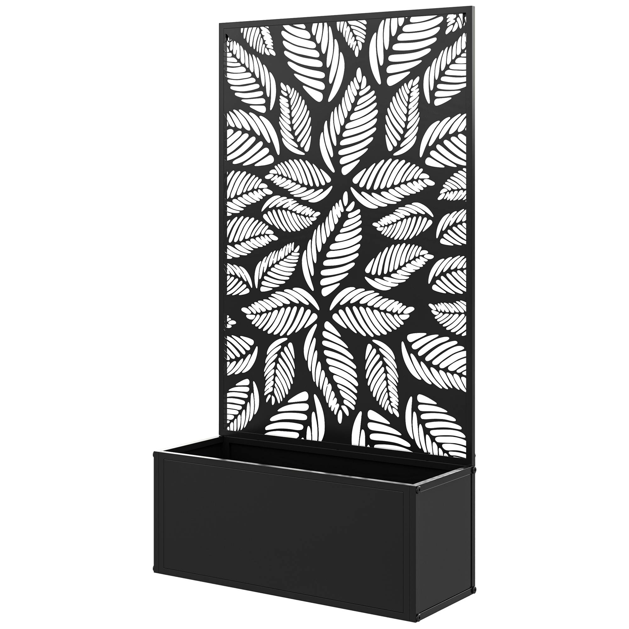 Pot de fleurs avec treillis panneau intimité 61x23x113 cm noir, plantes grimpantes, jardin extérieur décoratif - Image 2