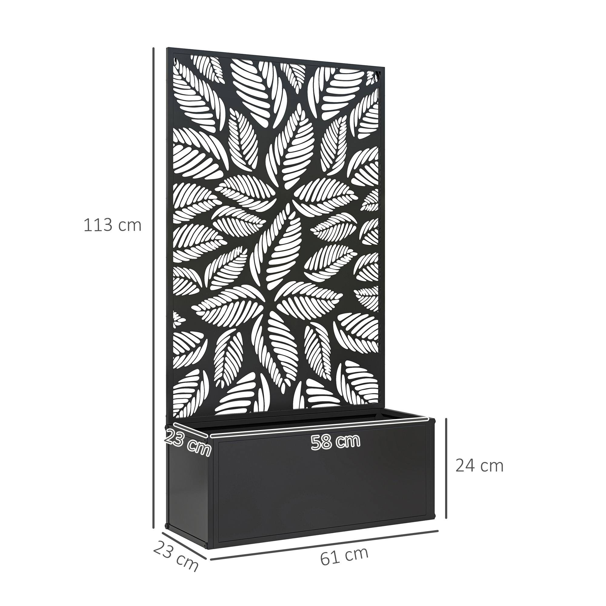 Pot de fleurs avec treillis panneau intimité 61x23x113 cm noir, plantes grimpantes, jardin extérieur décoratif - Image 5