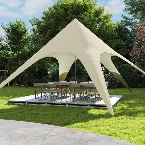 Outsunny - Tente de Jardin XXL 10x10x4m Anti-Pluie Voile d'Ombrage Toile Camping Polyester 210D Imperméable Beige - Outsunny - Image 4