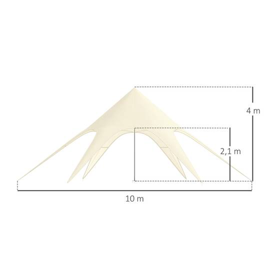 Outsunny - Tente de Jardin XXL 10x10x4m Anti-Pluie Voile d'Ombrage Toile Camping Polyester 210D Imperméable Beige - Outsunny - Image 3