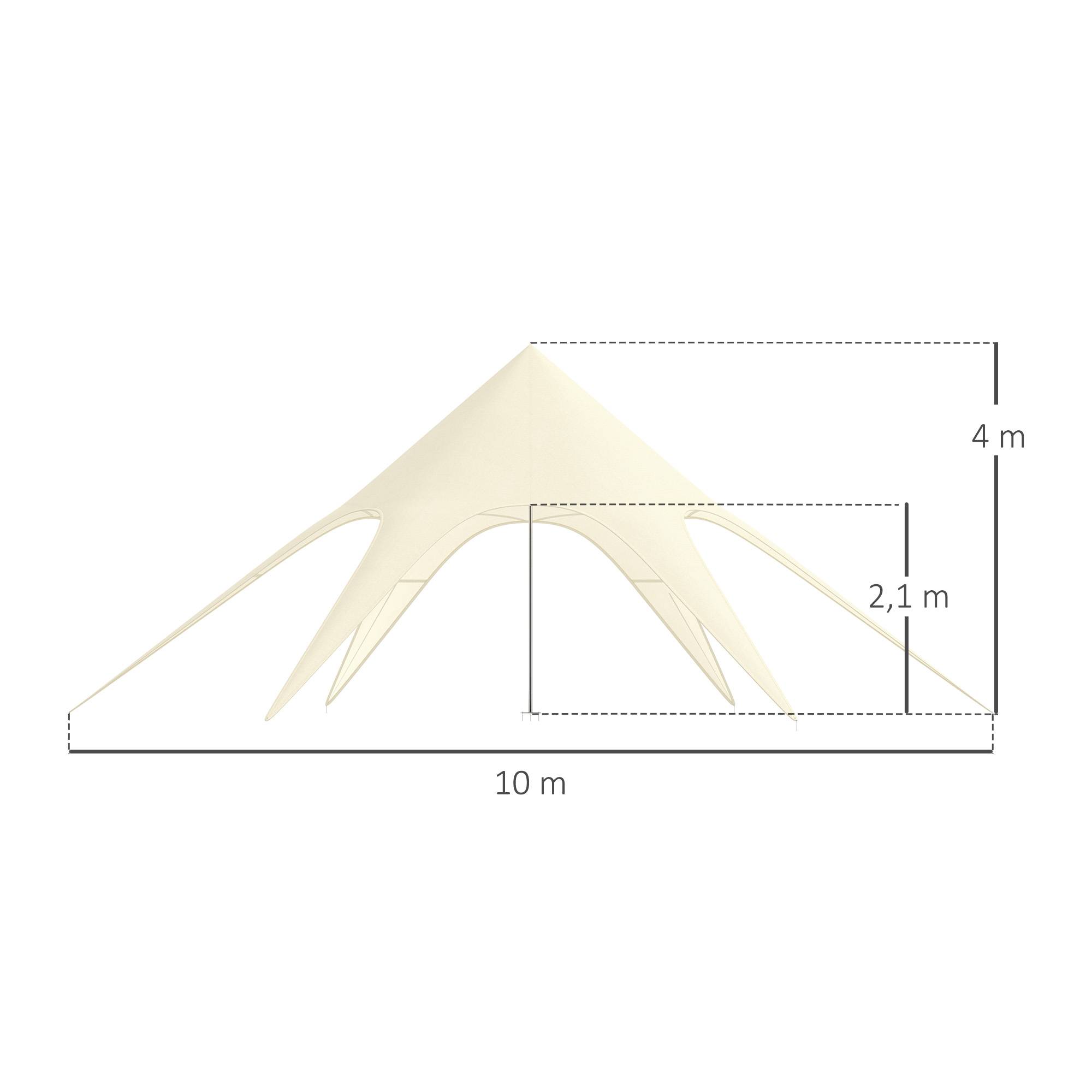 Outsunny - Tente de Jardin XXL 10x10x4m Anti-Pluie Voile d'Ombrage Toile Camping Polyester 210D Imperméable Beige - Outsunny - Image 3