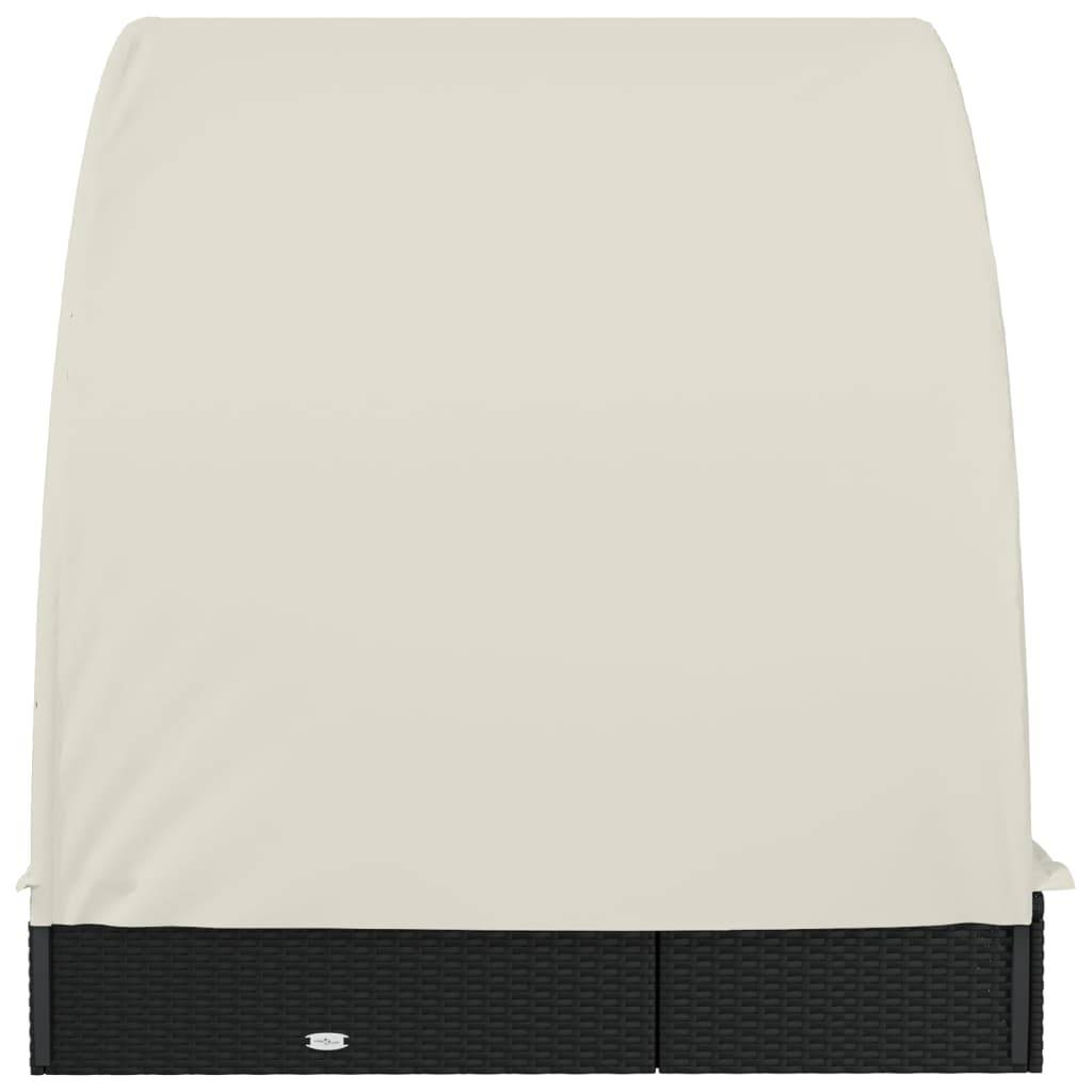 Helloshop26 - Transat chaise longue bain de soleil 2 places avec toit rond 211 x 112 x 140 cm noir - Imagen 5