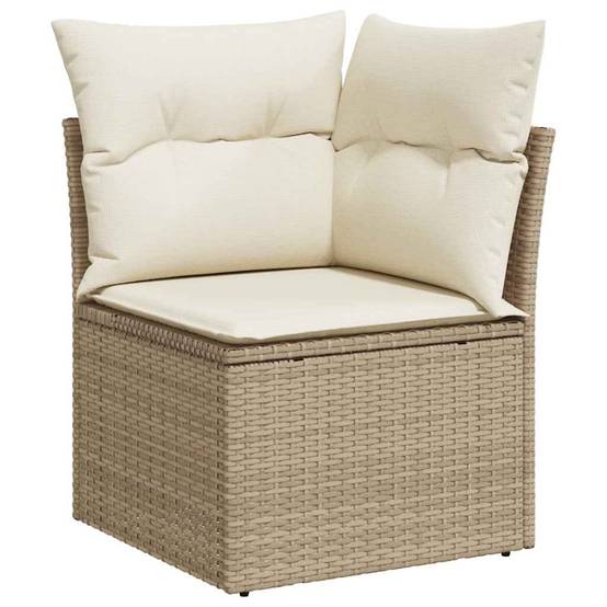 Salon de jardin 9 pcs beige résine tressée avec table bois réglable et coffres de rangement – ComfortXL Outdoor Living - Image 6