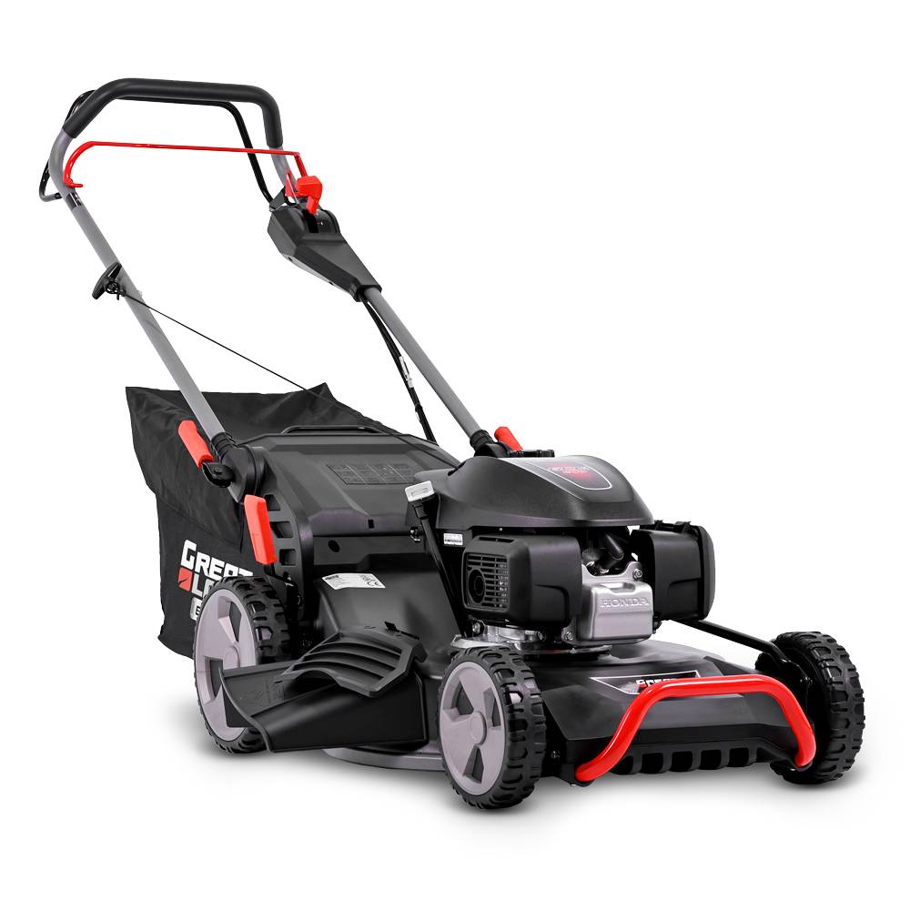 Greatland - Tondeuse thermique tractée 202CC avec moteur Honda, mulching, éjection latérale et vitesse variable.