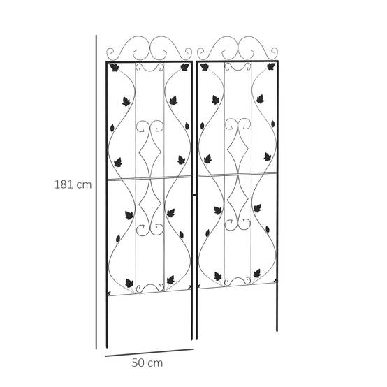 Treillis de jardin acier noir 50 x 1.3 x 181 cm - PANGIVO - Image 5
