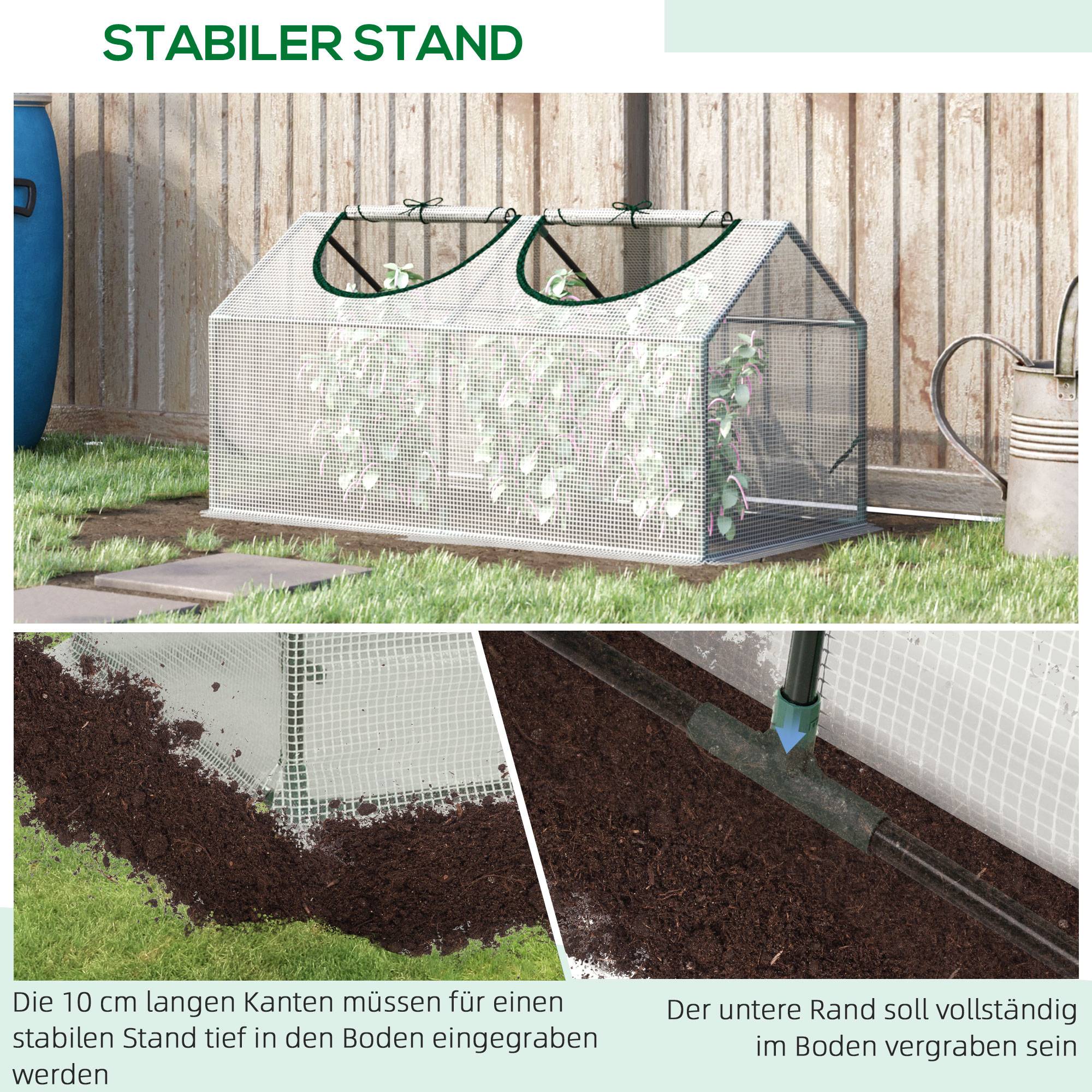 Serre de forçage acier PE plantes légumes protection hiver 120x60x60cm blanc - ComfortXL Outdoor Living - Image 8