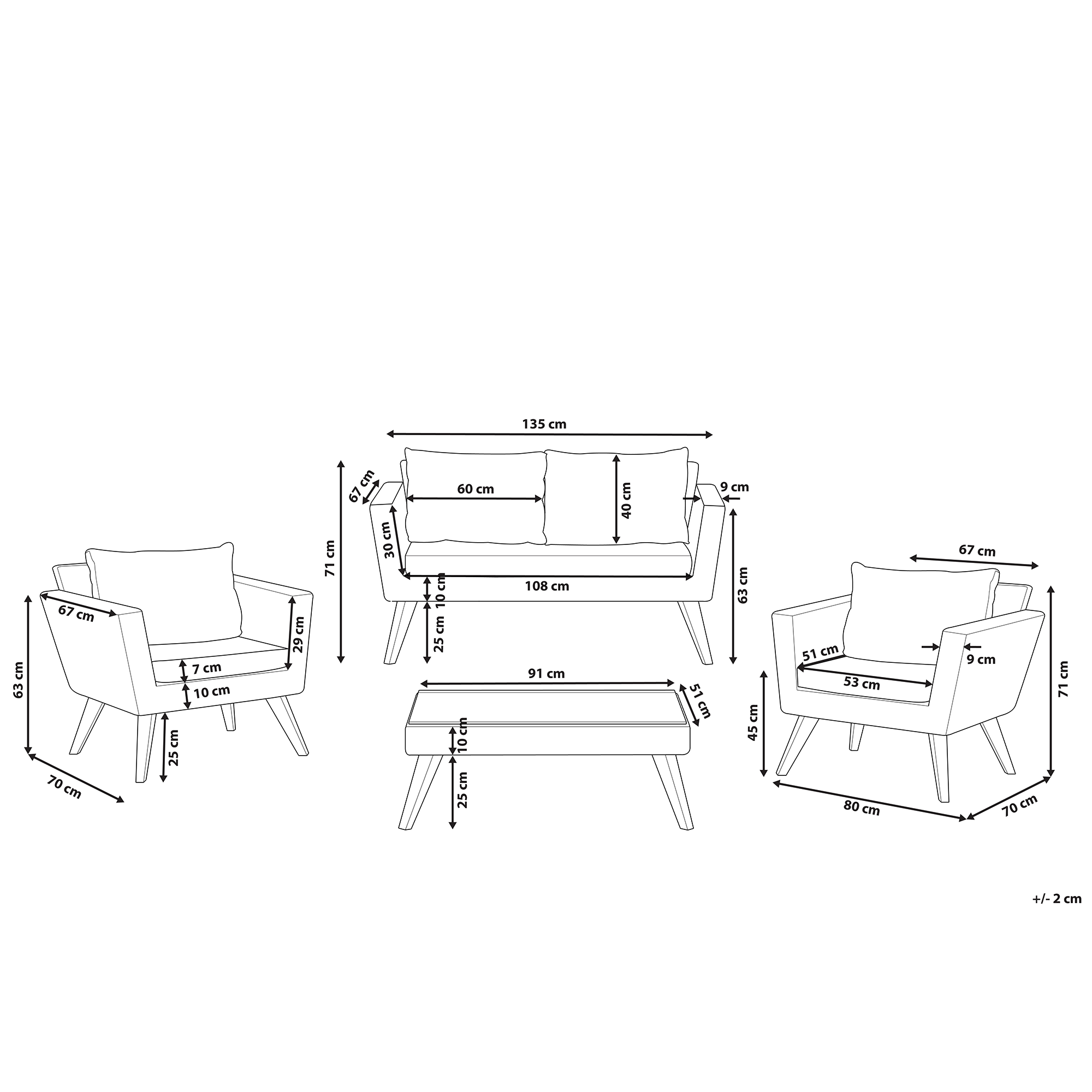 Beliani - Set de jardin, 4 Personnes Polyrotin Blanc cassé VITTORIA - Beliani - Imagen 3